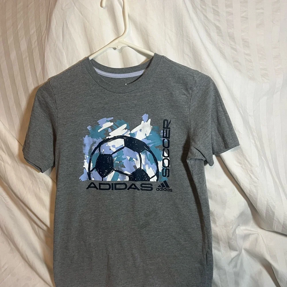 Adidas Gray Tee‎ with Soccer Design
